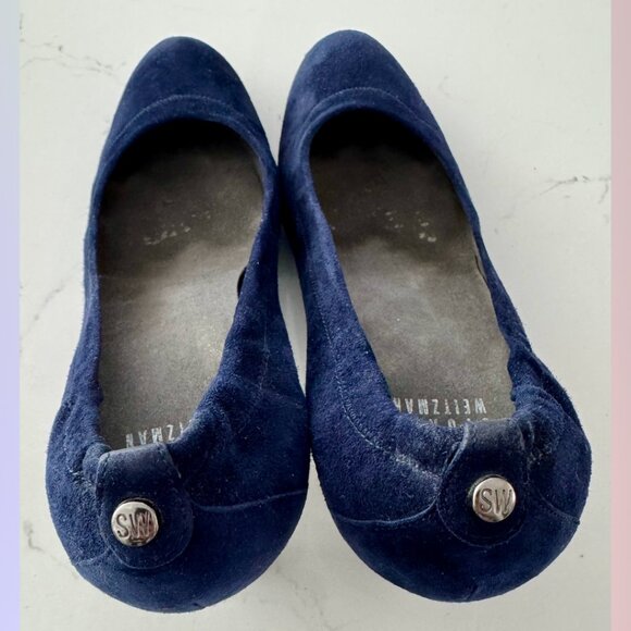 Stuart Weitzman “Rollers” Blue Suede Heels – Size 7 - Picture 2 of 13